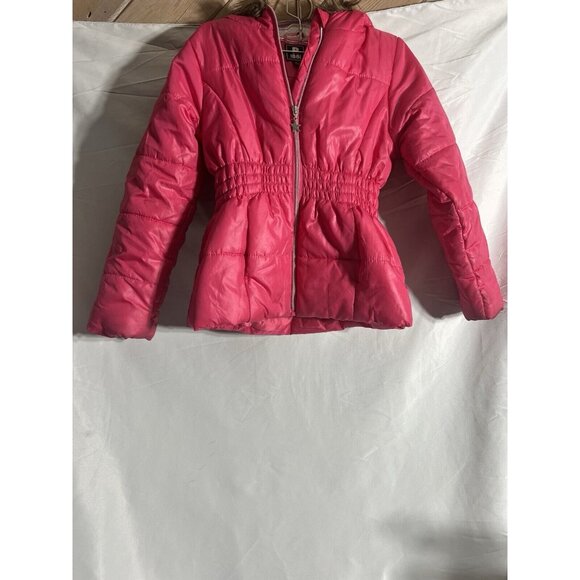 R1881 by Rothchilds Girls Faux Fur Hood Jacket Snow Ski Raspberry Pink M10-12 - Picture 1 of 6